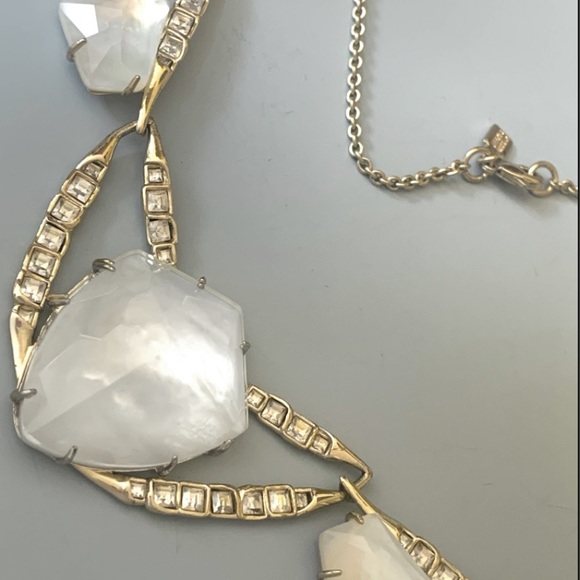 ALEXIS BITTAR Ms Havisham Starlight Mosaic Tile Gold White Pearlescent Necklace - Picture 12 of 12